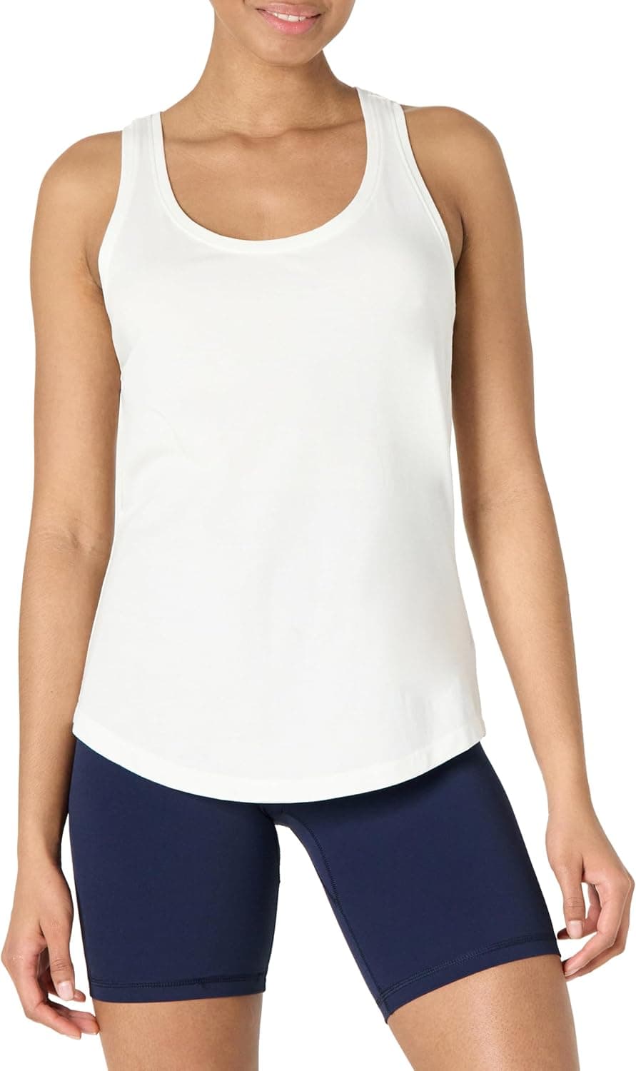 Amazon Essentials T-shirt desportiva de algodão sem mangas com gola redonda e alças, corte padrão para treino e ioga mulher