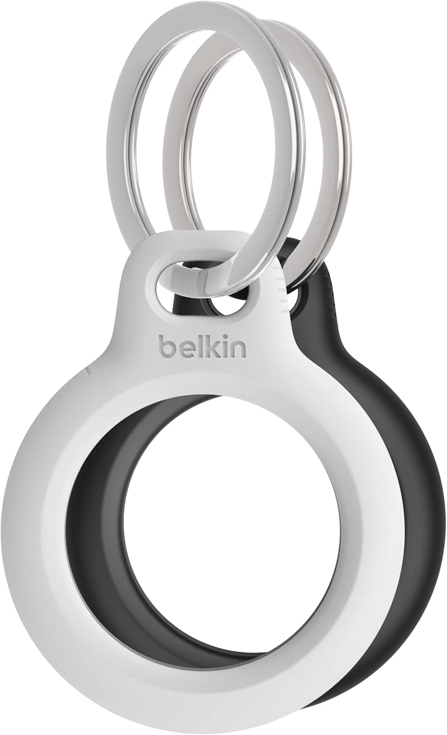Belkin Capa para AirTag com porta-chaves (protetor Secure Holder para Air Tag com borda realçada anti-riscos), embalagem de 2, preto e branco
