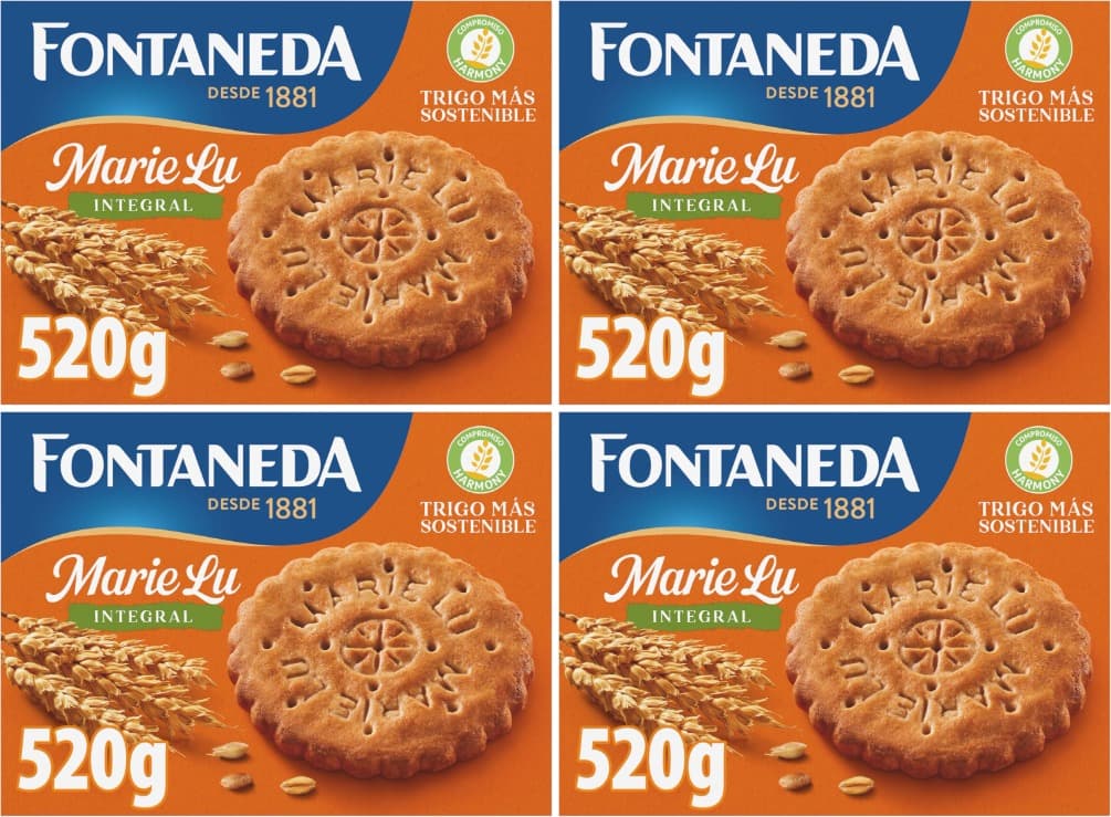 Fontaneda MarieLu Cookies integrais integrais, com 65% de cereais e fonte de fibra de 520 g