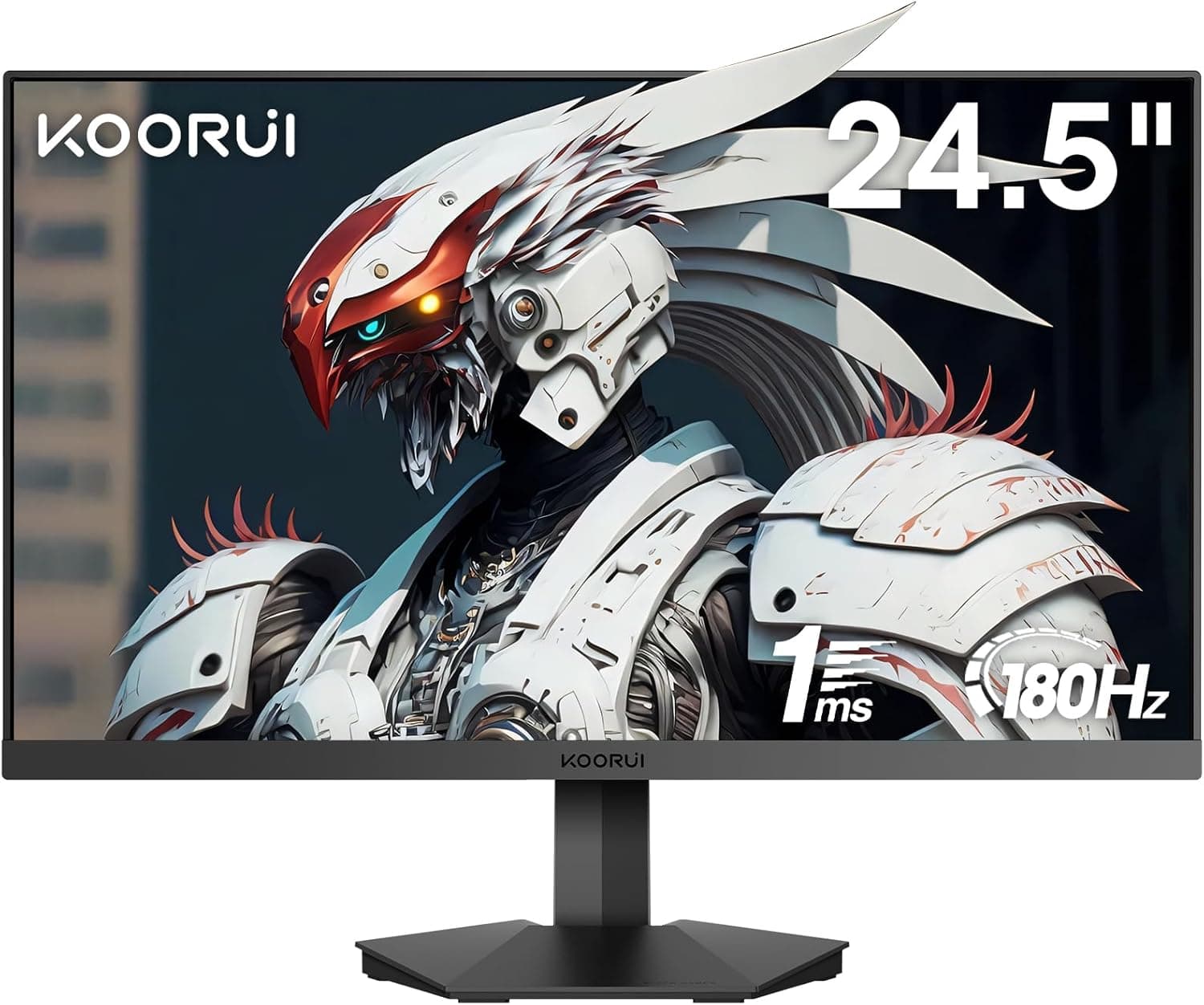 KOORUI Monitor, FHD Gaming Monitor de 180 Hz, Full HD (1920 x 1080), VA, 1 ms, Adpitive Sync, 2 x HDMI e DisplayPort, sRGB 99%, VESA, ajustável em inclinação, cuidado dos olhos