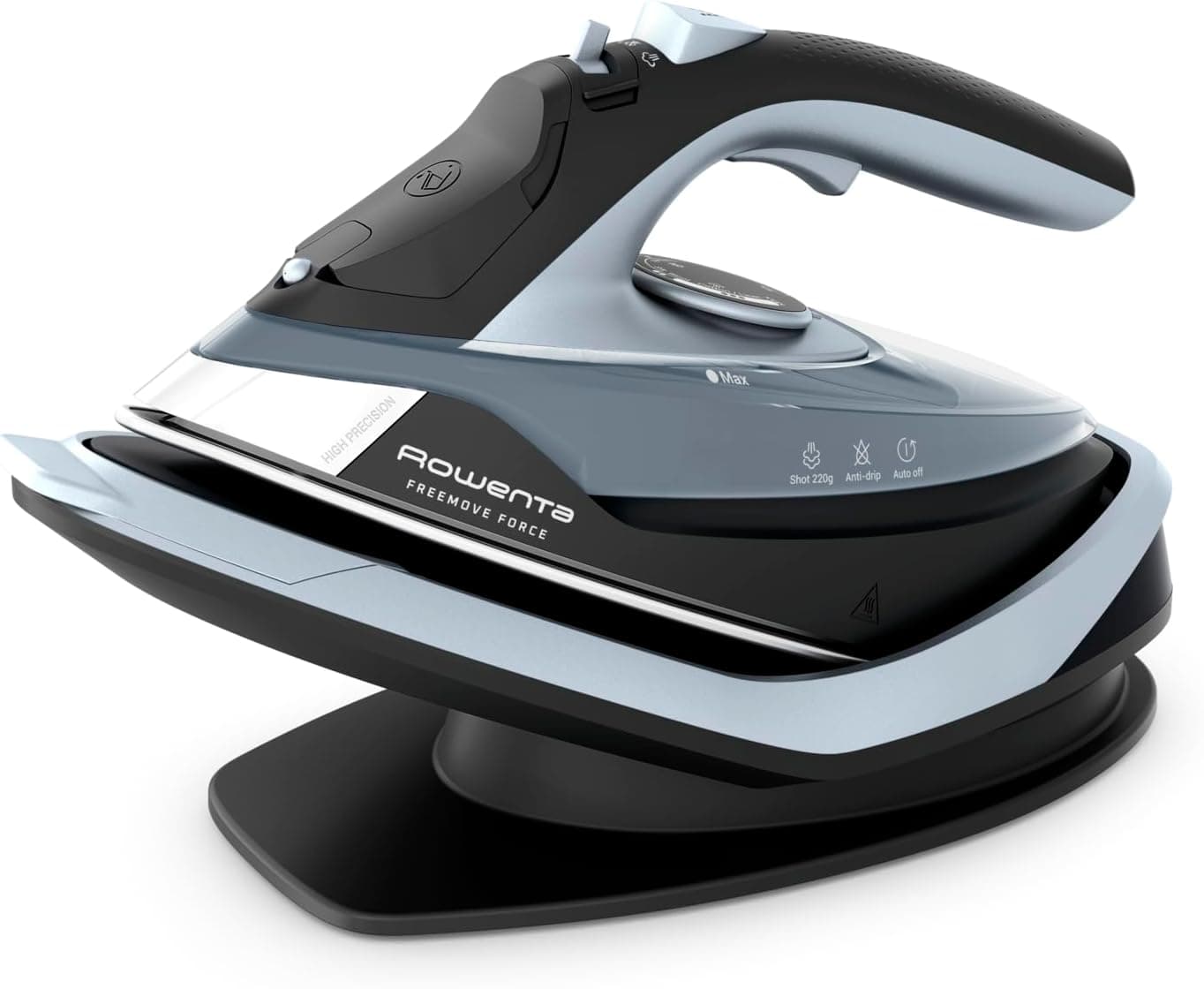 Rowenta Freemove Force, ferro a vapor sem cabo 2600 W, eficiente, aquecimento rápido, leve, recarga rápida, 40 g/min, desligamento automático, DE6720
