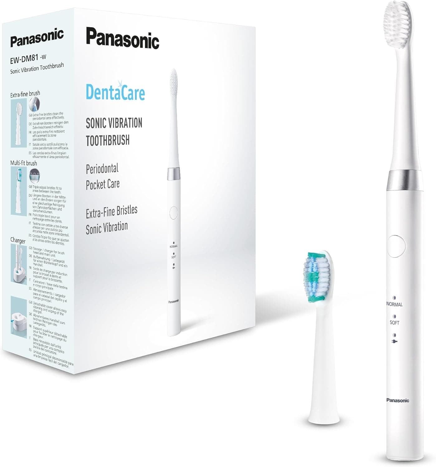 Panasonic EW-DM81-W503 Escova de dentes elétrica sónica, recarregável (2 cabeças, 2 modos de uso, 31.000 vibrações por minuto, design leve)