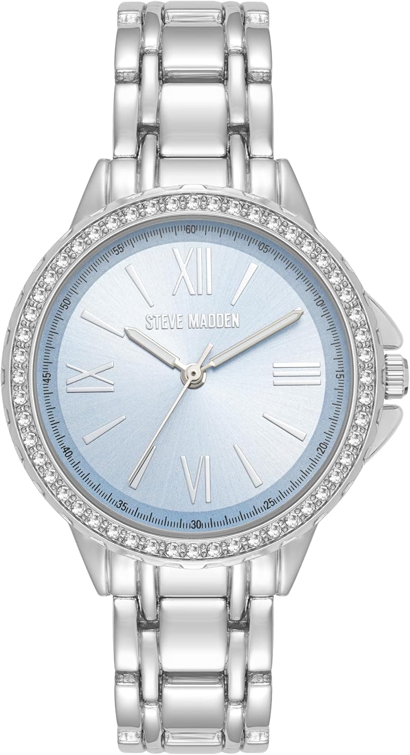 Steve Madden | Relógio de senhora com bracelete prateada e detalhes em cristal
