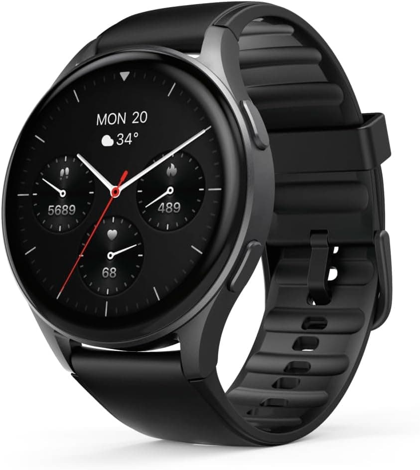 HAMA | Smartwatch 8900 1,43" (relógio inteligente com GPS, ecrã tátil Amoled, relógio desportivo, bateria duradoura, compatível com Android e iOS, resistente à água, controlo da aplicação) cor preta,