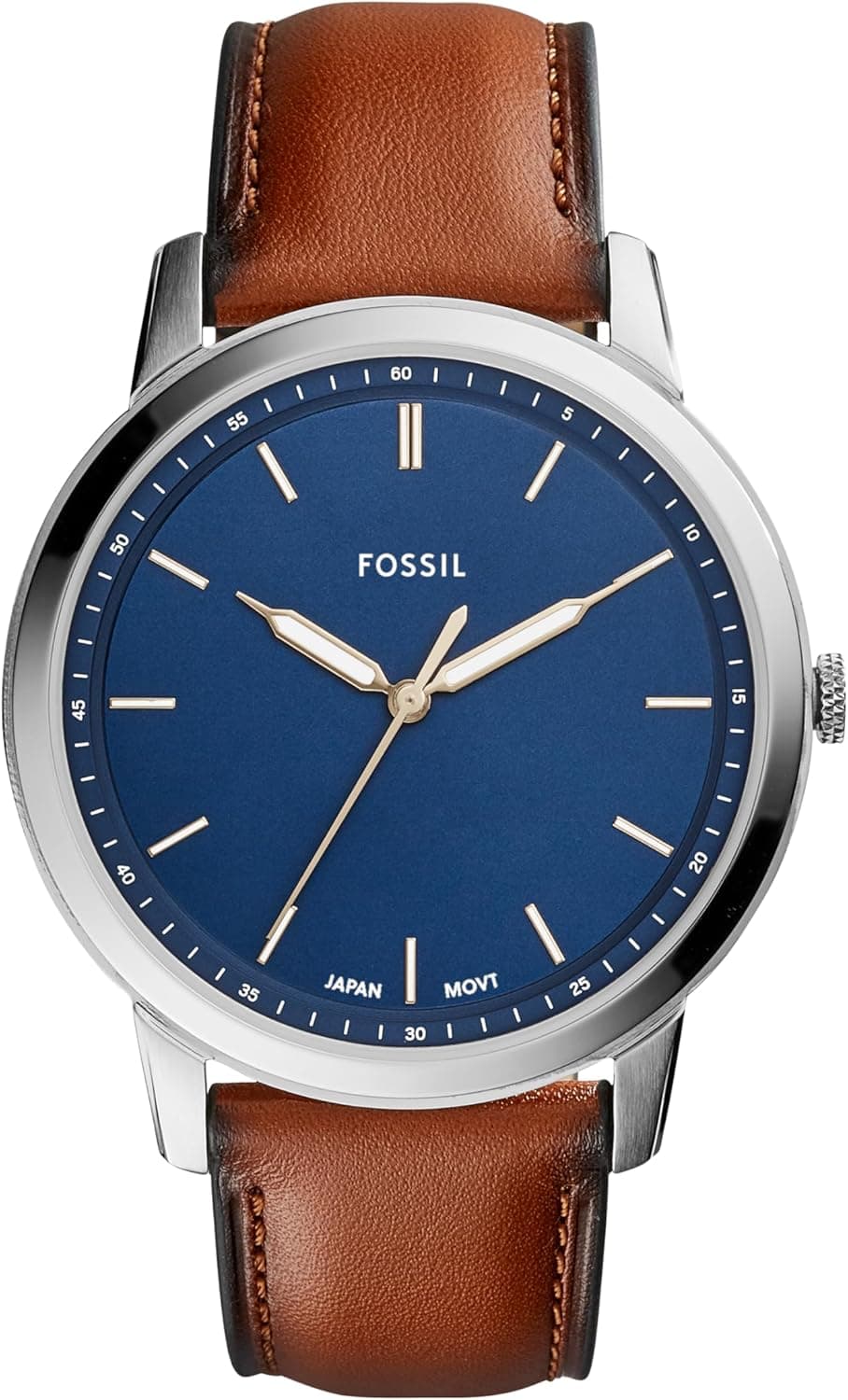 Fossil Minimalist Relógio para homem, movimento de quartzo com correia de aço ou pele