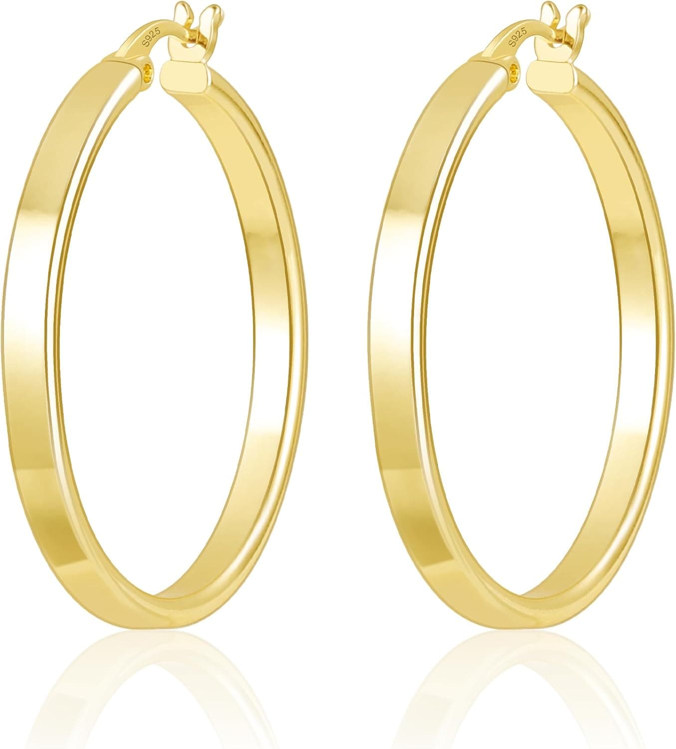 ALEXCRAFT Brincos femininos prateados 925 banhados a 14 K ouro retangulares geométricos minimalistas