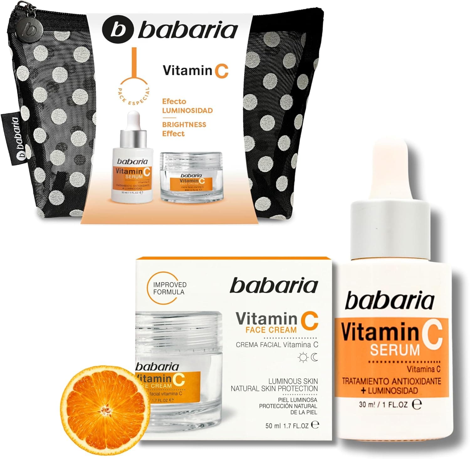 Babaria - Necesser mulher, Bolinhas e transparente, Neceser vitamina C