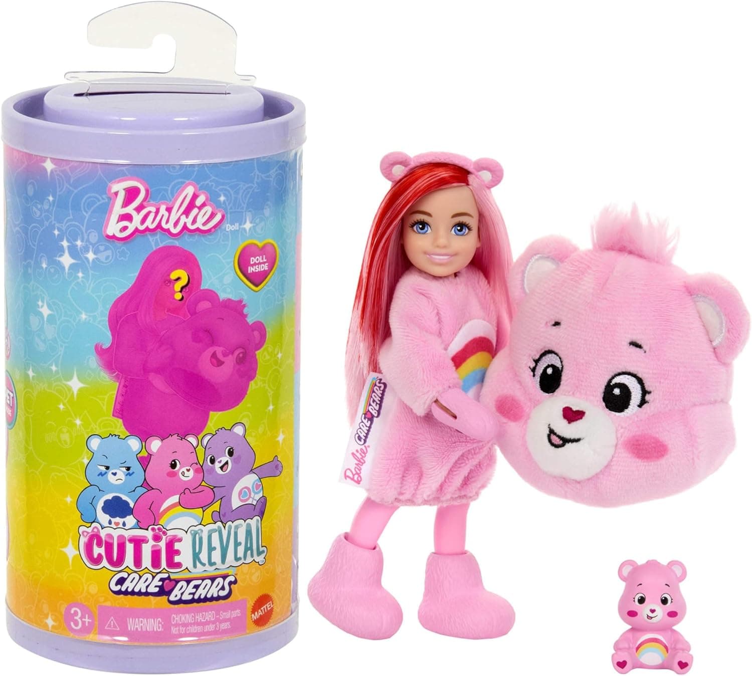 Barbie Cutie Reveal Care Bears Chelsea boneca pequena e acessórios, inclui uma fantasia de peluche e 6 surpresas (os estilos podem variar), JCN97