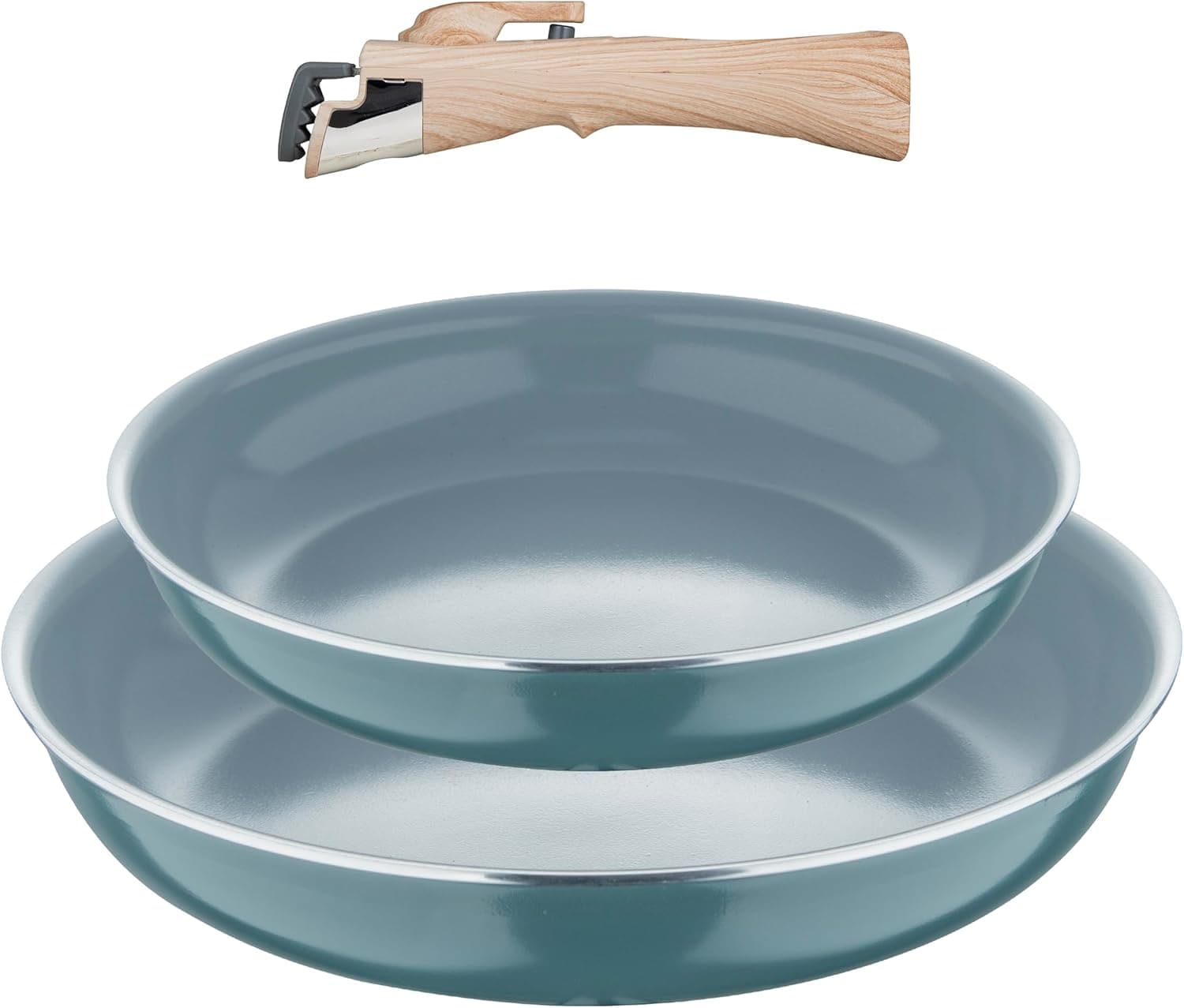 Bergner Conjunto de 2 frigideiras (22 + 26 cm) com cabo removível alumínio prensado interior antiaderente cinzento cozinha, forno e empilhamento facilmente indução compatível