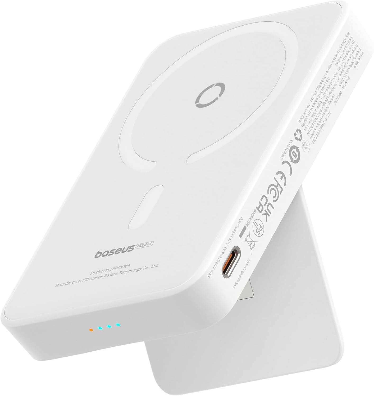 Baseus Magsafe Powerbank MagPro, bateria externa magnética sem fios, 5000 mAh Mini Powerbank com USB-C, Magsafe bateria PD 20 w carregamento rápido, para iPhone 15/14/13/12, branco