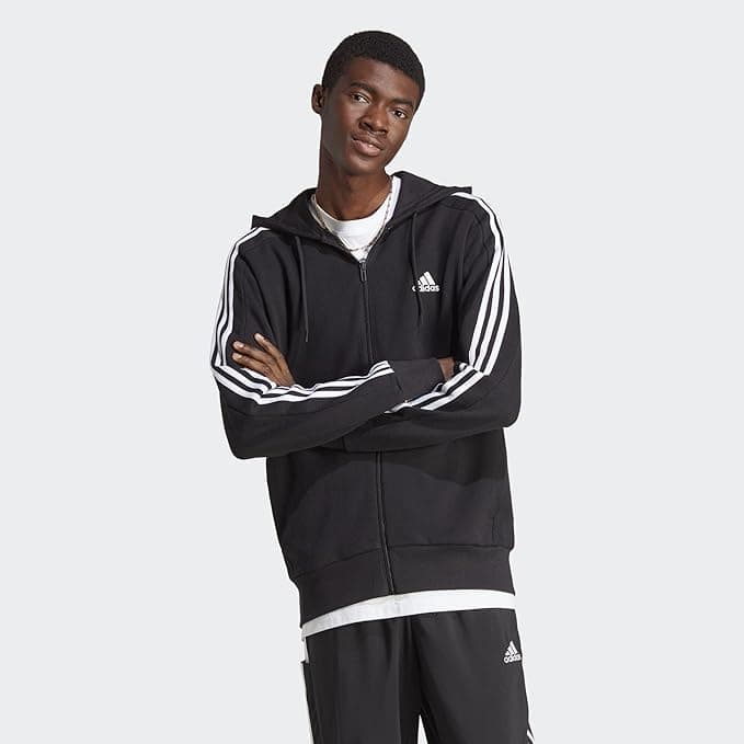 adidas Essentials French Terry 3-Stripes Full-Zip Hoodie casaco com capuz para homem 
