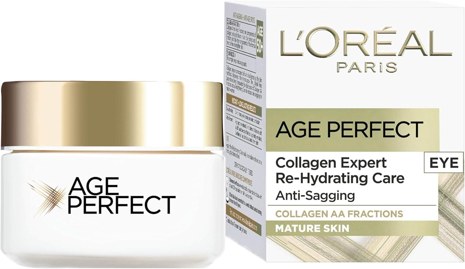 L'Oreal Creme rehidratante para olhos enriquecido com peptídeos de colagénio, anti-floração ataca manchas de idade - 15 ml