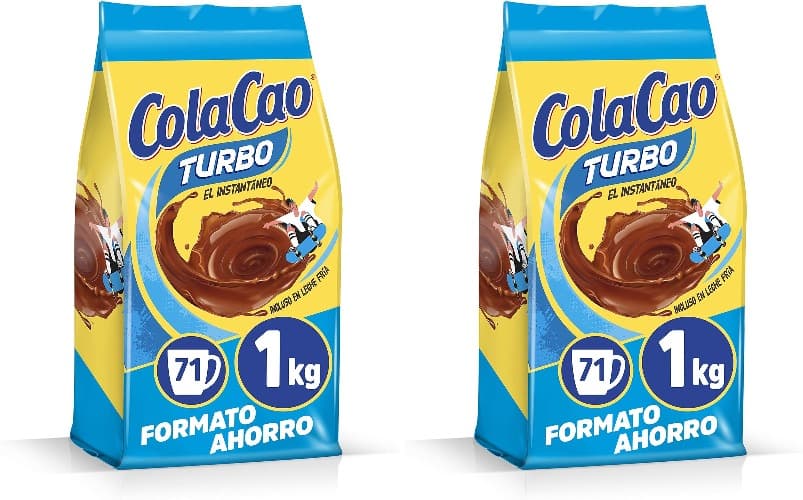 ColaCao, Turbo cacau instantâneo e sem chumbos, formato de poupança, 1 kg x2