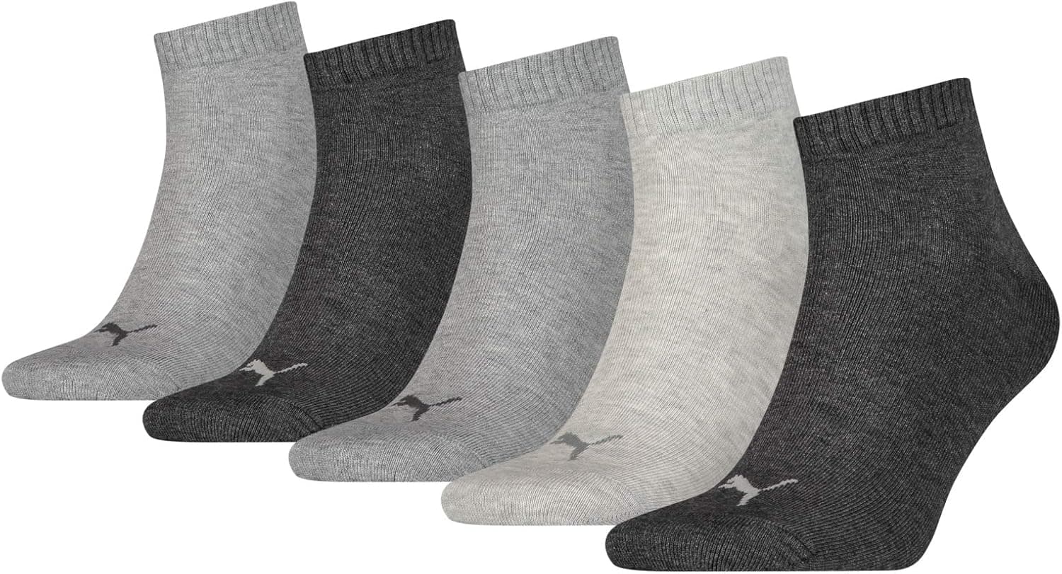 PUMA Quarter Meias unissexo para adulto, pack de 5 pares