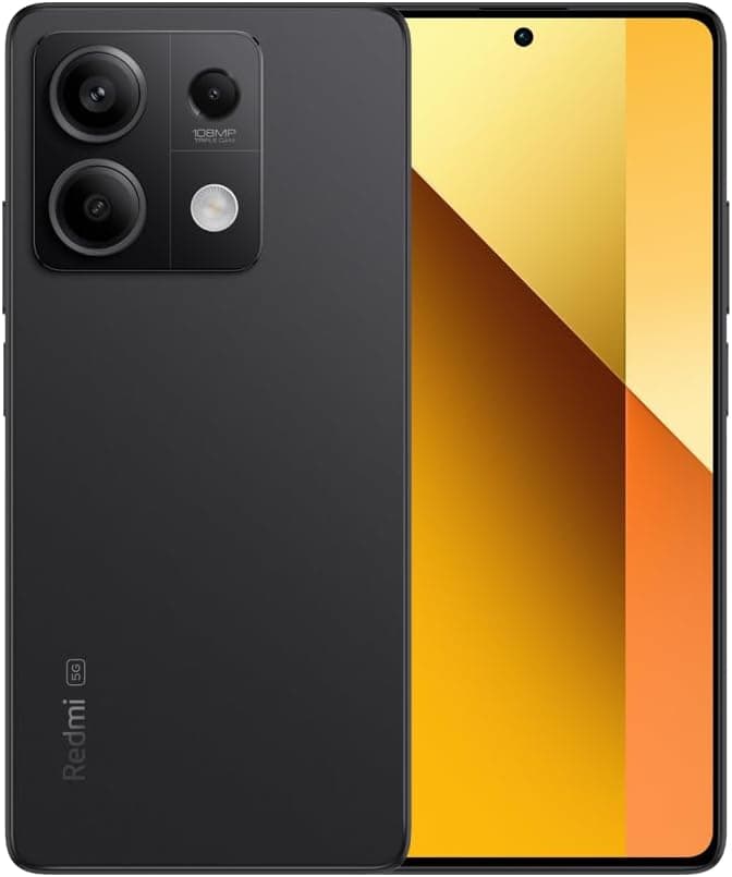 Xiaomi Redmi Note 13 5G Smartphone de 6+128 GB, ecrã de 6,67" AMOLED FHD+ 120Hz, MediaTek Dimensity 6080, câmara tripla de até 108 MP, carregamento rápido de 33 W, preto