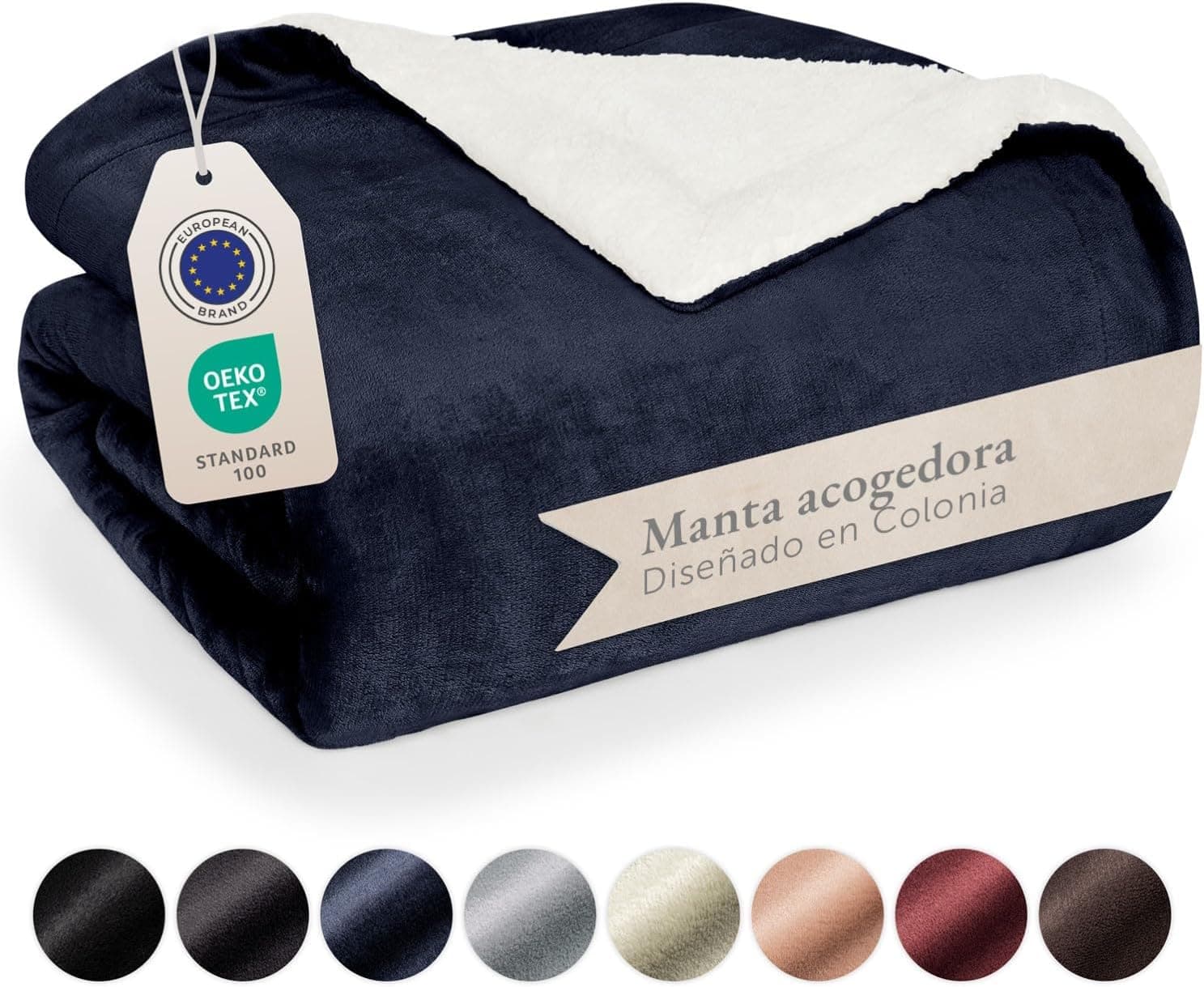 Blumtal Cobertor para sofá reversível de Sherpa e flanela macia - manta polar 100 % microfibra extra macia, perfeita como manta de sofá, cama ou sala de estar, azul oceano, 150 x 200 cm
