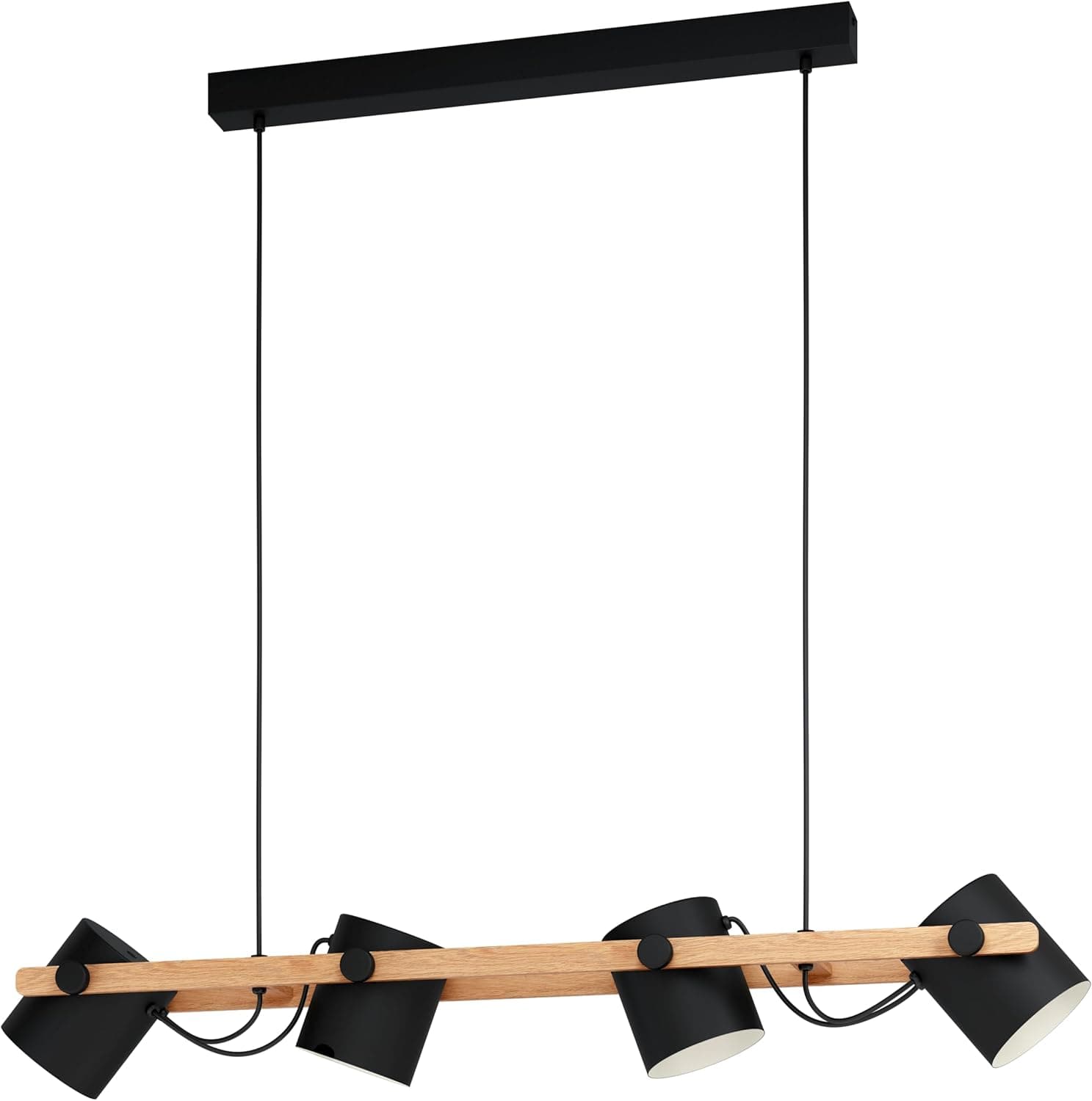 EGLO Candeeiro de parede Hornwood, 1 luz de parede vintage em design industrial, candeeiro retro de aço e madeira, cor: preto, creme, castanho, tampa: E27