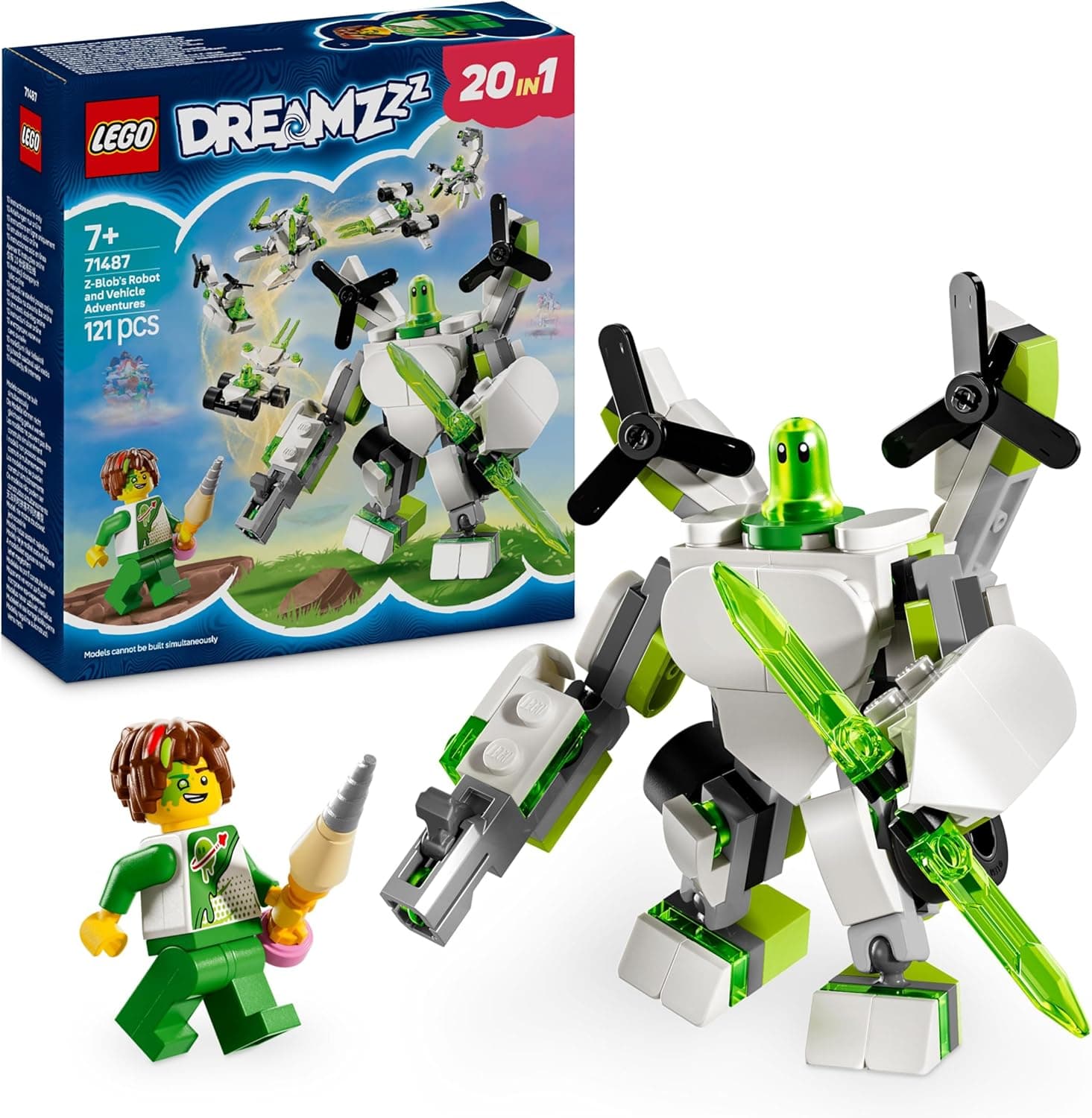 LEGO DREAMZzz Aventuras de Z-Blob: Robôs e veículos, submarino de brinquedo, figuras articuladas com bonecas transformáveis em 20 formas, minifigura de matthe, presente para crianças de 7 anos mais
