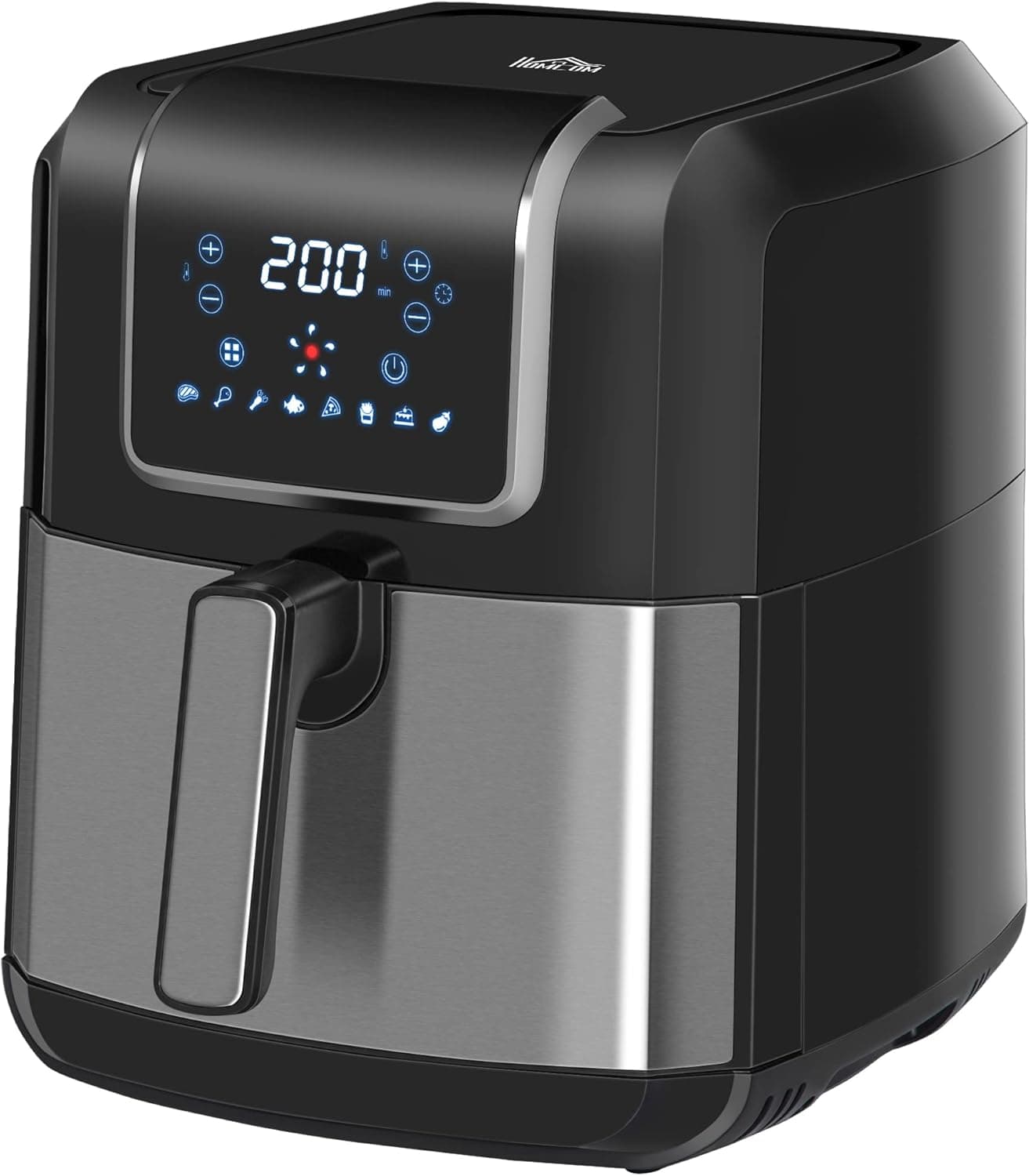 HOMCOM Frigideira sem óleo 6,5 l, 1700 W, fritadeira de ar quente com 8 programas ecrã LED tátil temperatura ajustável temporizador e cesta anti-aderente, 36,5 x 29 x 33,8 cm, preto