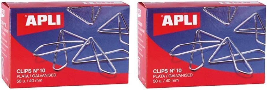 APLI 11914 - Clipes borboleta galvanizados nº 10, 40 mm, 50 clipes (embalagem de 2)