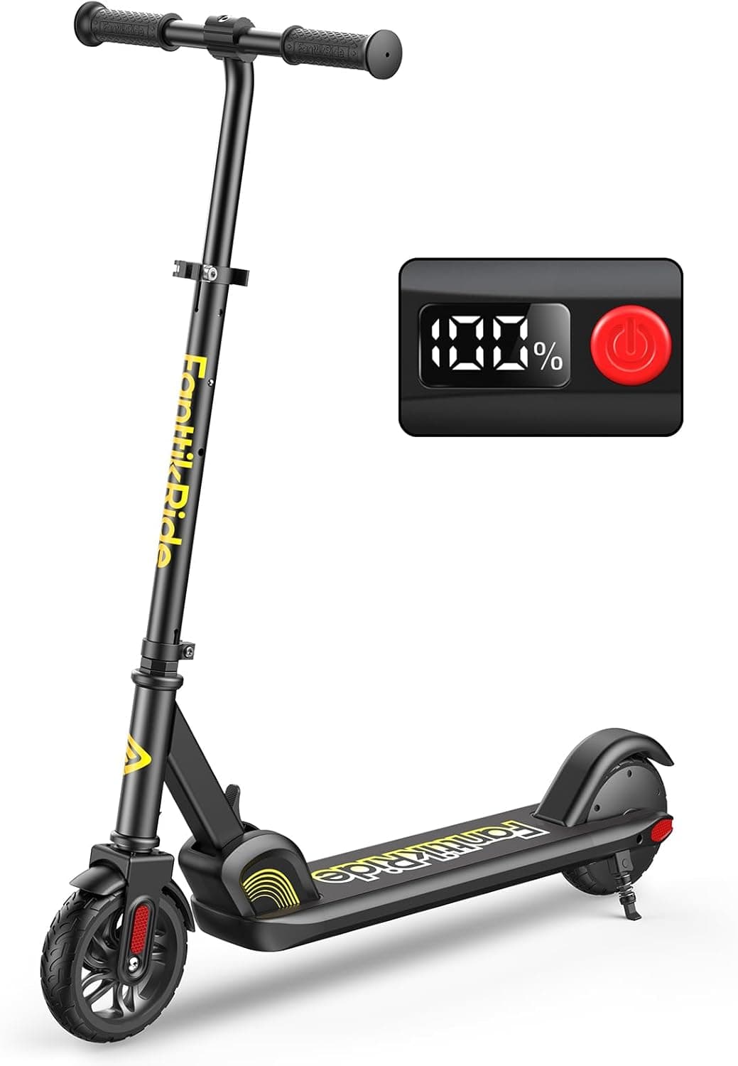 FanttikRide C9 Trotineta Elétrica para Crianças, 120 cm - 160 cm, 10/16 km/h, Alcance de 8 km, Display LED, Altura Ajustável, Dobrável, Rodas de Borracha, Leve, trotineta para Crianças até 60 kg