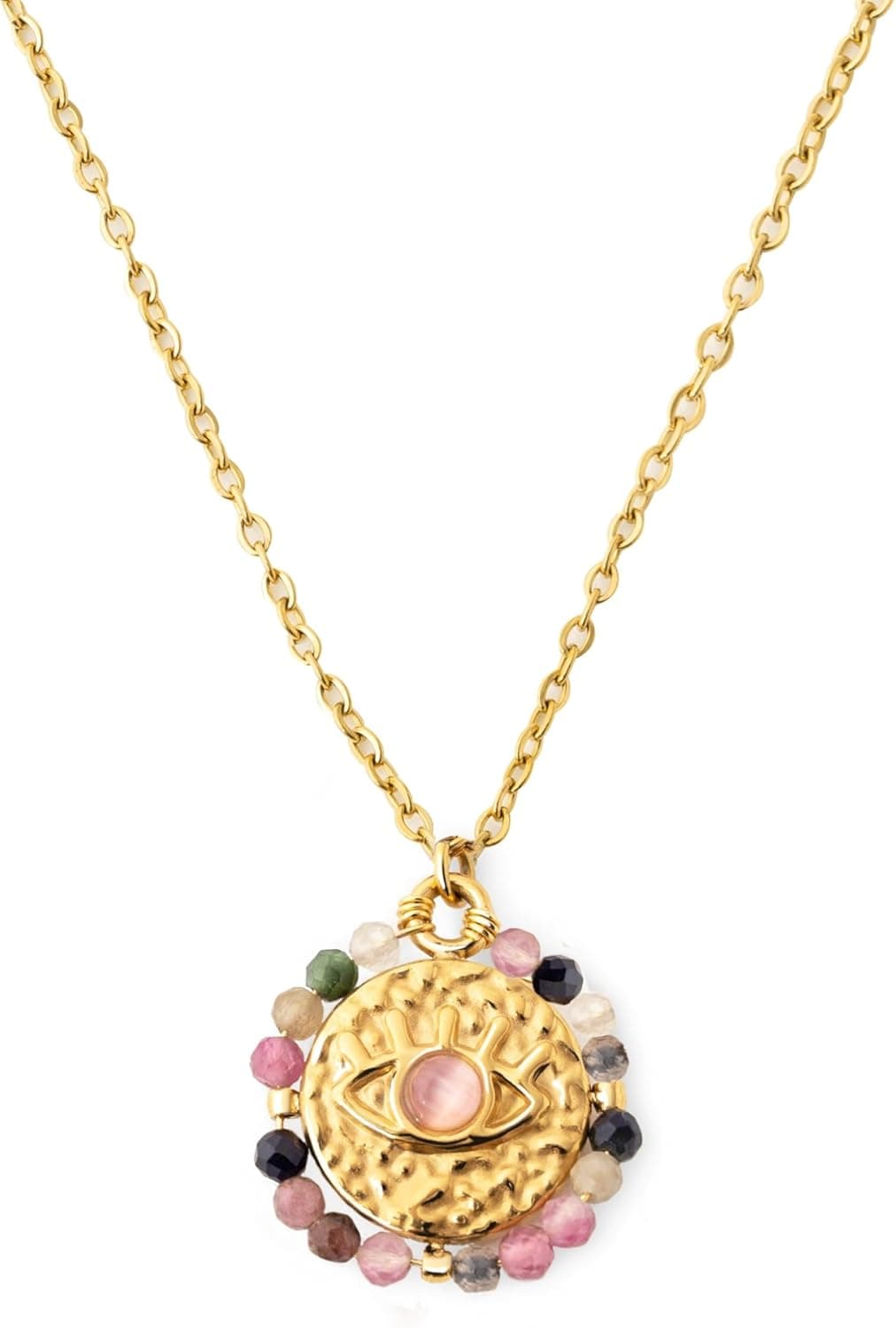 Singularu Medallion | Colar ajustável em aço com banho de ouro 18 kt e pendente para mulher