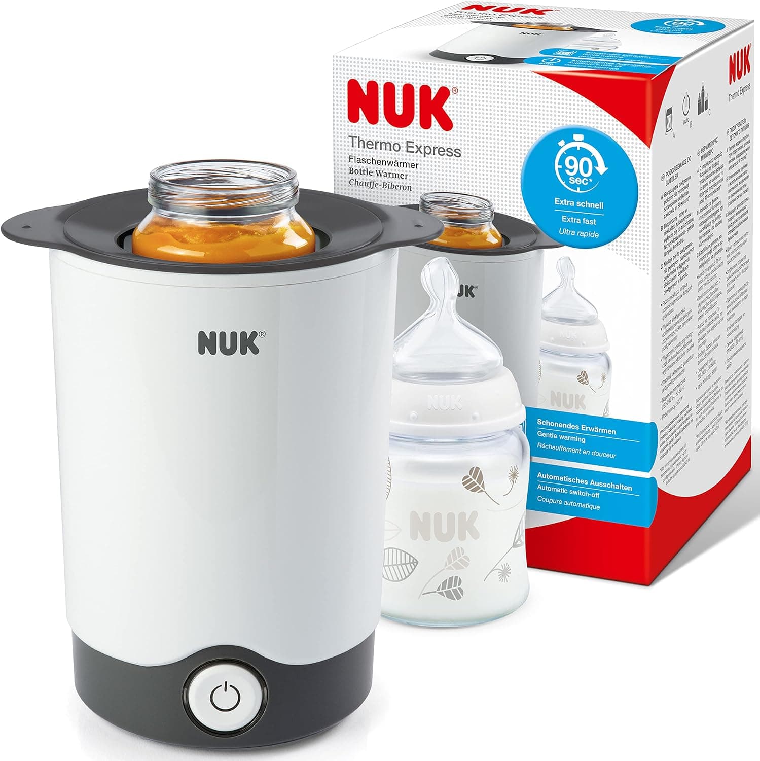 NUK ThermoExpress | Aquecedor de biberões rápido com desligamento automático e cesto removível