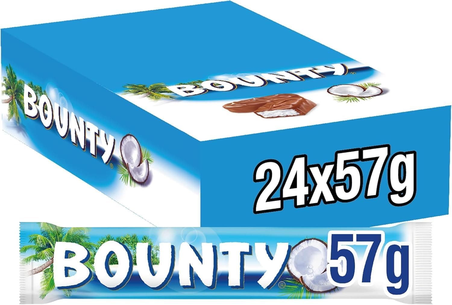 Bounty Chocolatina de coco revestida com um delicioso chocolate com leite (24 x 57 g)