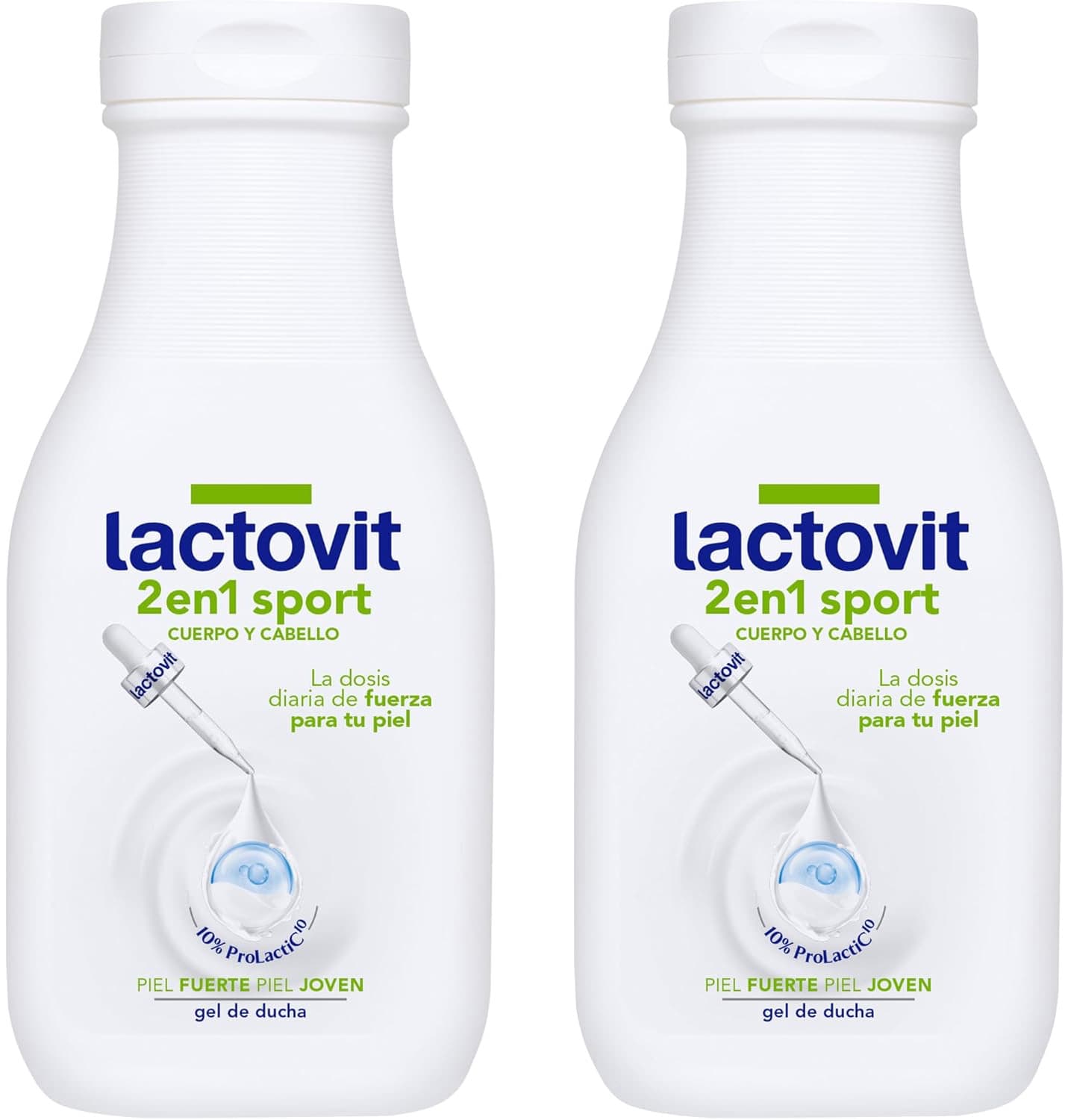 Lactovit - Gel de duche e champô 2 em 1 desporto, para peles e pelos normais, gel corpo e cabelo, delicado e sofisticado, 250 milímetros x 2