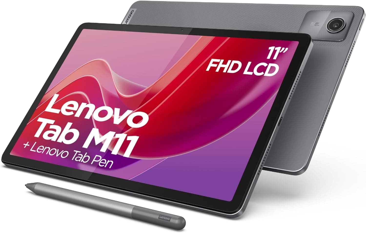 Lenovo Tablet Tab M11, ecrã tátil de 11 polegadas, MediaTek G88, 4 GB de RAM, 128 GB eMMC 5.1, Android 13, cinzento, inclui caneta