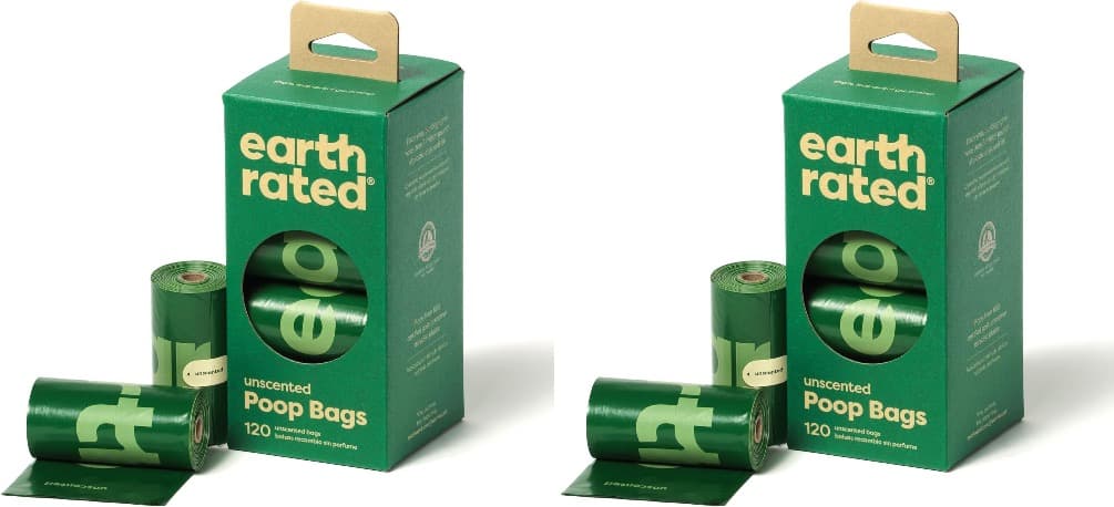 Earth Rated Sacos para fezes de cães, para animais de estimação à prova de fugas e extra grossos, adequados para cães de qualquer tamanho, rolos de recarga, sem aroma, 120 unidades X2