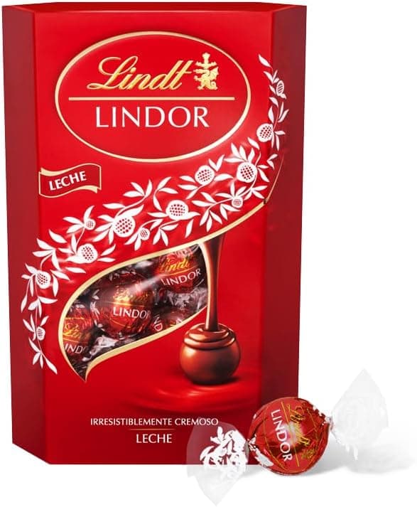 Lindt bombons LINDOR CORNET chocolate com leite, deliciosa gostosa com interior de chocolate cremoso, 337 g, aproximadamente 26 bombons