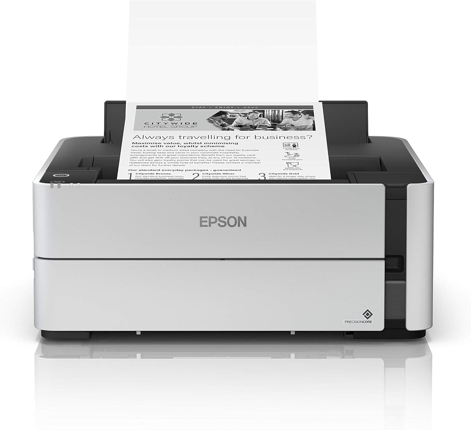 Epson EcoTank ET-M1170 Impressora a jato de tinta recarregável, impressão DIN A4, WiFi, ecrã, USB 2.0, grande depósito de tinta, grande alcance, baixo custo de página