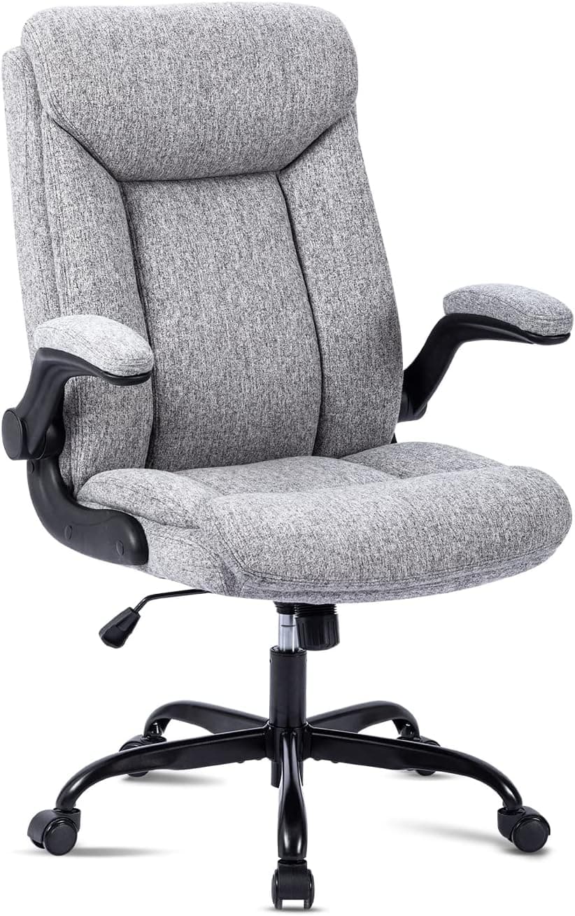 MZLEE Cadeira de escritório ergonómica para computador com apoios de braços rebatível, altura ajustável, confortável 