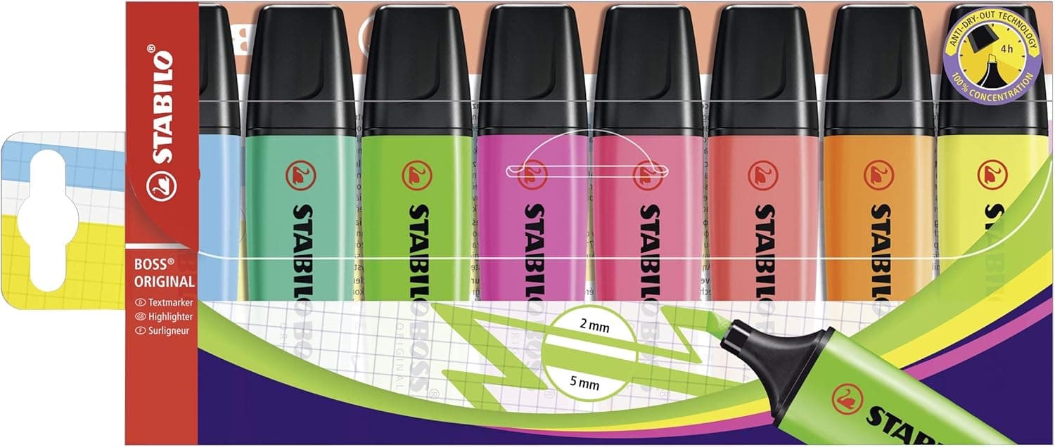 Marcador fluorescente STABILO BOSS Original, conjunto de 8