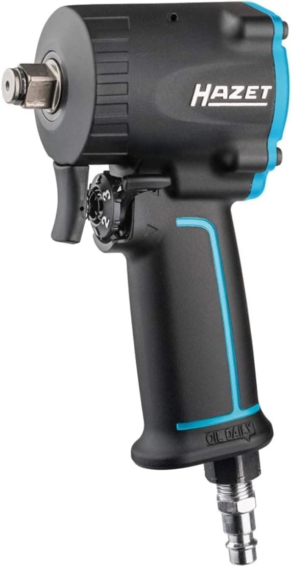 Chave de impacto pneumática HAZET 9012M-1 I extra curta - apenas 80 mm, máx. Par de aperto: 1200 Nm, quadrado 12,5 mm (1/2 polegadas) design compacto para trabalhar em espaços apertados