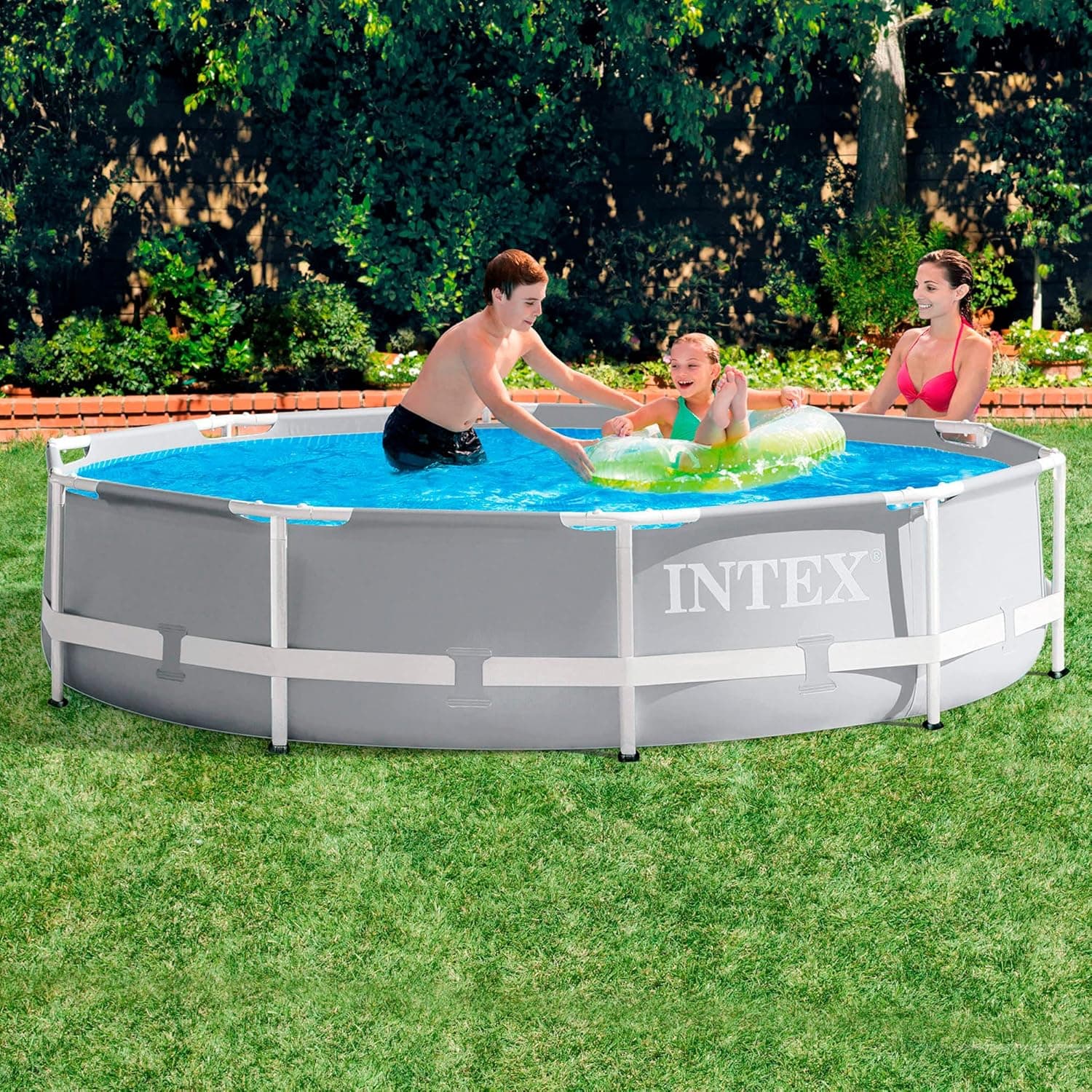 Intex 26702NP - Piscina removível Intex 305x76 cm com estrutura prismática redonda e filtro
