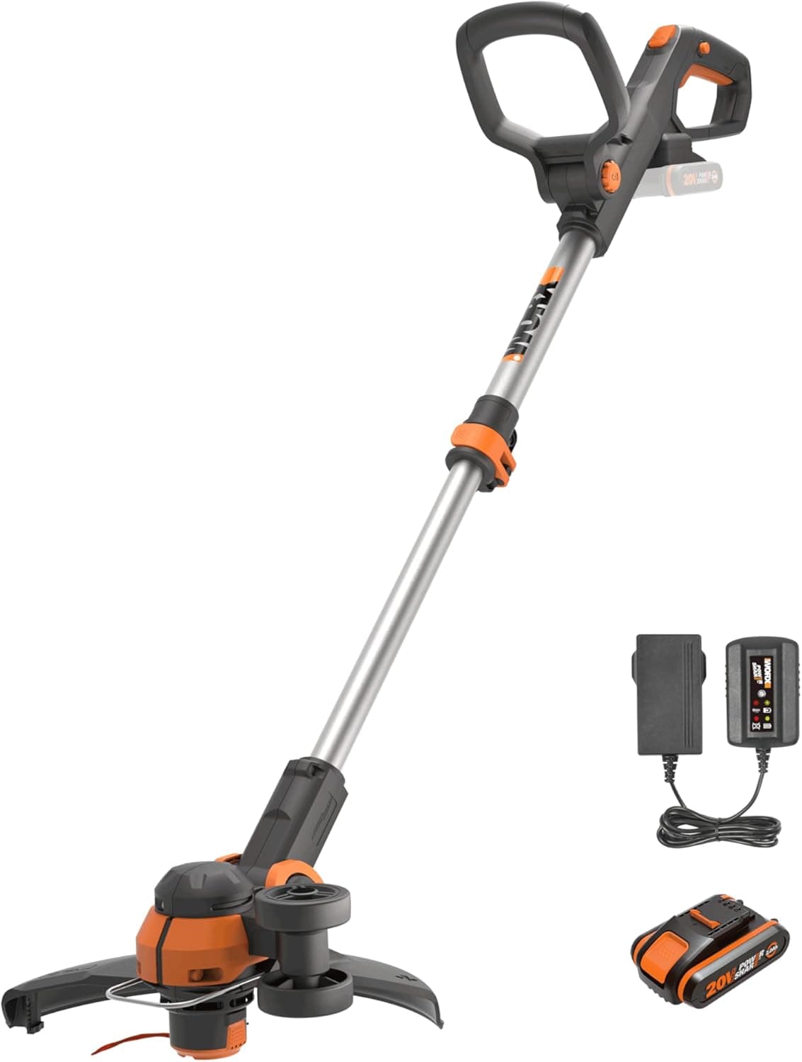 WORX WG163E.1 Roçadora com bateria, preto, prateado e laranja