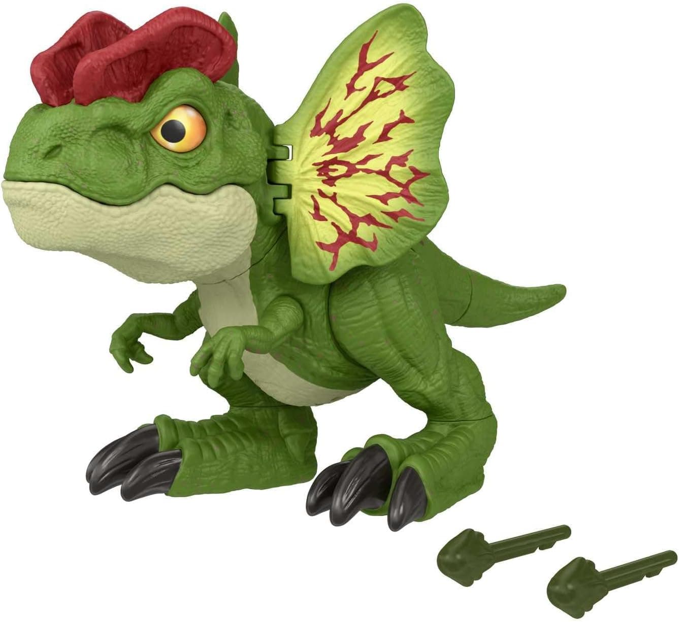 Mattel Jurassic World Uncaged Dilophosaurus dinossauro de brinquedo com sons que lança projéteis, + 4 anos (HNT66)