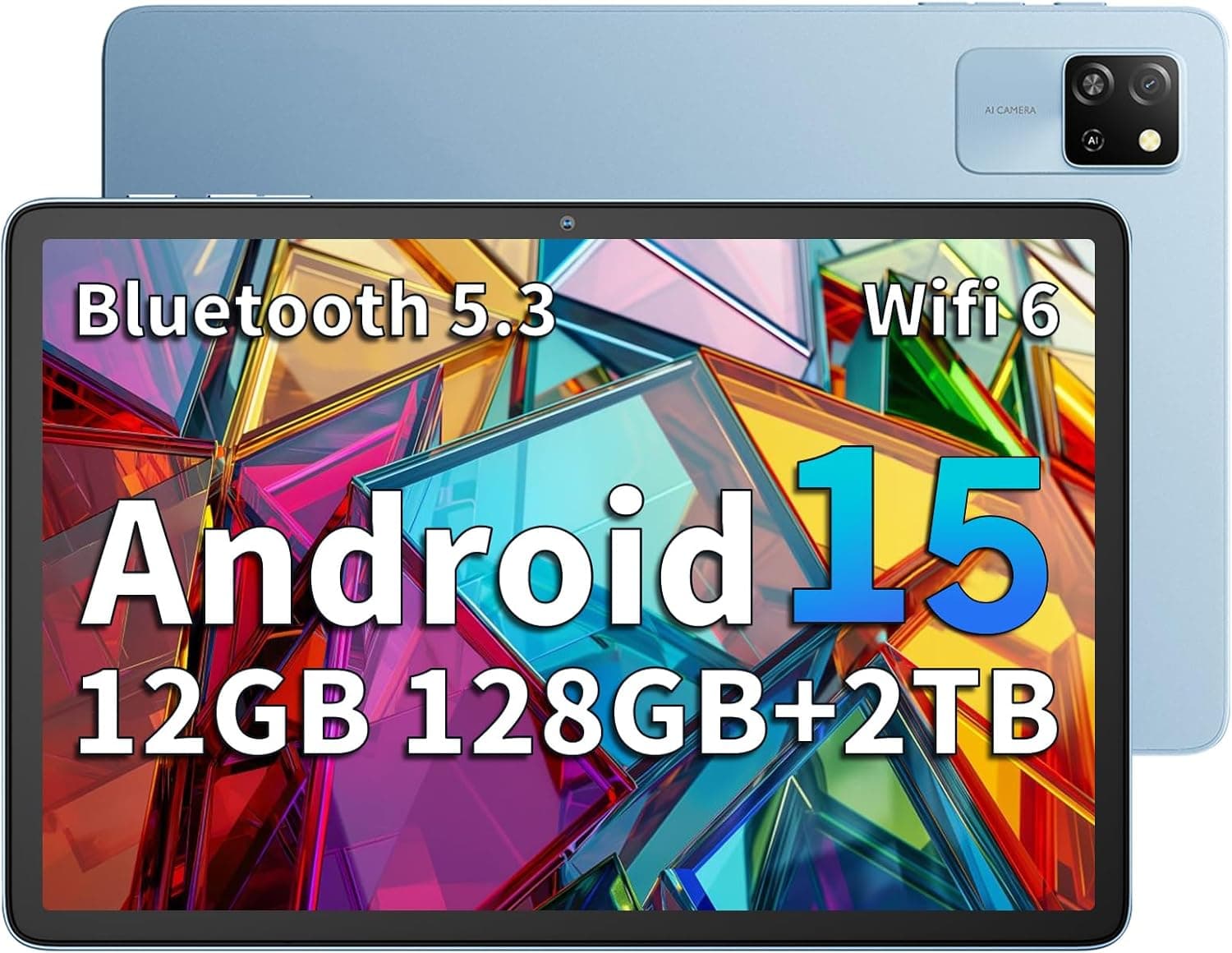 Blackview Tab 60 WiFi Tablet de 10 polegadas, PC Tablet Android 14, 12 GB (4 8 Expansão) RAM 128 GB ROM/2TB TF, WiFi 6 Widevine L1, modo PC 5100 mAh bateria Tablet Gaming dupla âmara 8 MP + 5MP/HD IPS