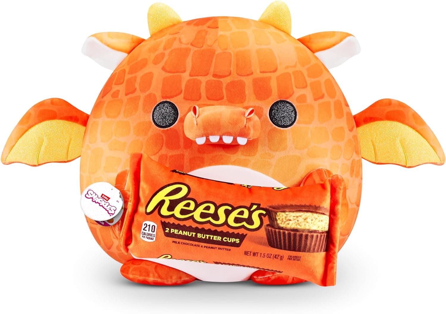 Snackles Série de 1 onda de 2 dragão (Reese's), Surprise Medium Plush, ultra suave, 35 cm, coleção com marcas real, dragão (Reese's)