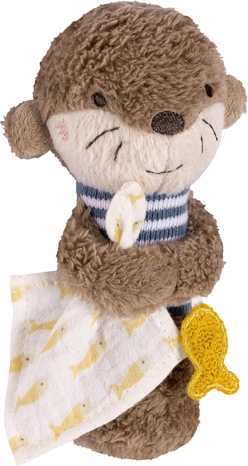 Fehn pinça lontra, brinquedo que se agarra para sonar, chirrr, sentir e brincar, peluche como companheiro leal, brinquedo motricidade para bebés e crianças pequenas a partir dos 0 meses