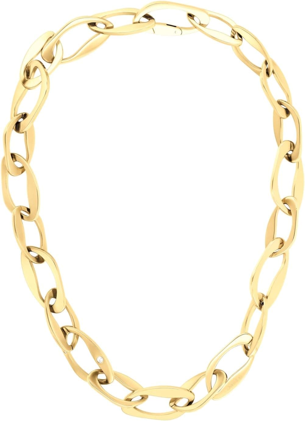 Calvin Klein Colar de corrente para mulher da coleção HARMONIOUS CONECTION em ouro amarelo adornado com cristais - 35000682