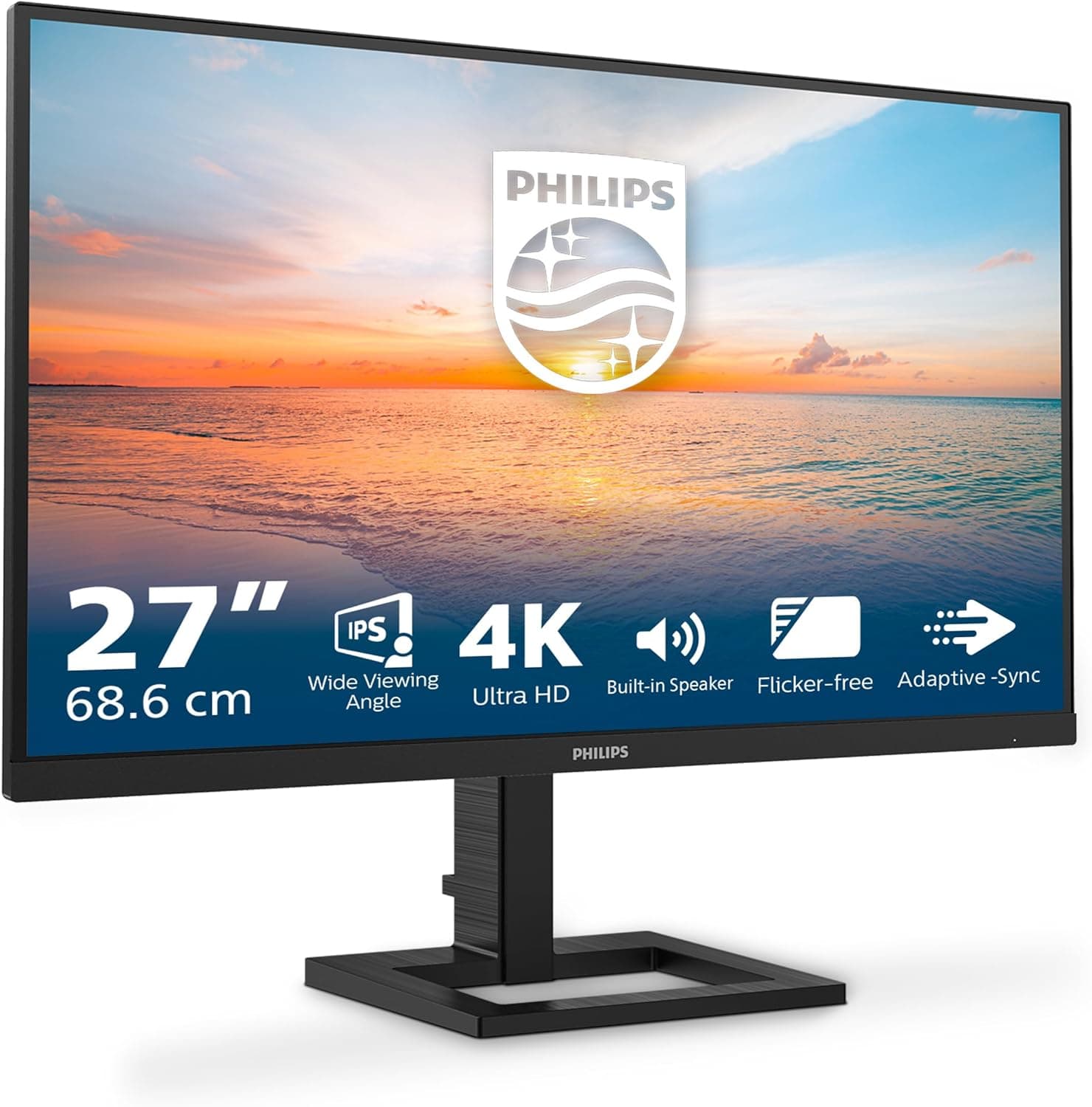 Philips 27E1N1800A Monitor Ultra HD de 27 polegadas, alto-falante, HDR10 (3840x2160, 60 Hz, HDMI 2.0, DisplayPort 1,4) preto