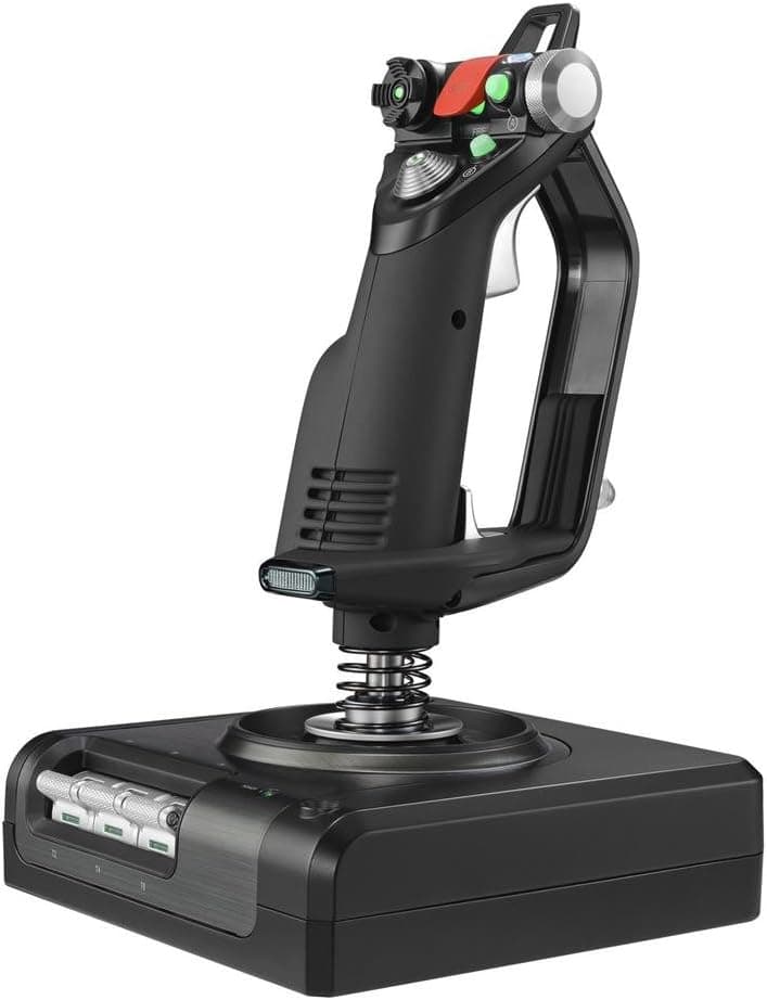 Logitech G Sistema Saitek X52 Pro Flight 3M com joystick de simulação e controlo de gás com peças metálicas, ecrã LCD, suspensão dupla, botões iluminados, 2 conexões USB, cor preta