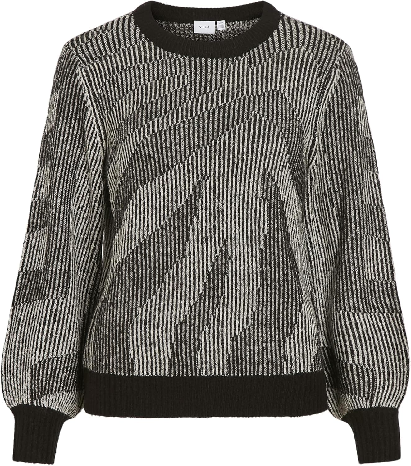 Vila Vipinna L/S O-Neck Jacquard Knit Top/BF para mulher