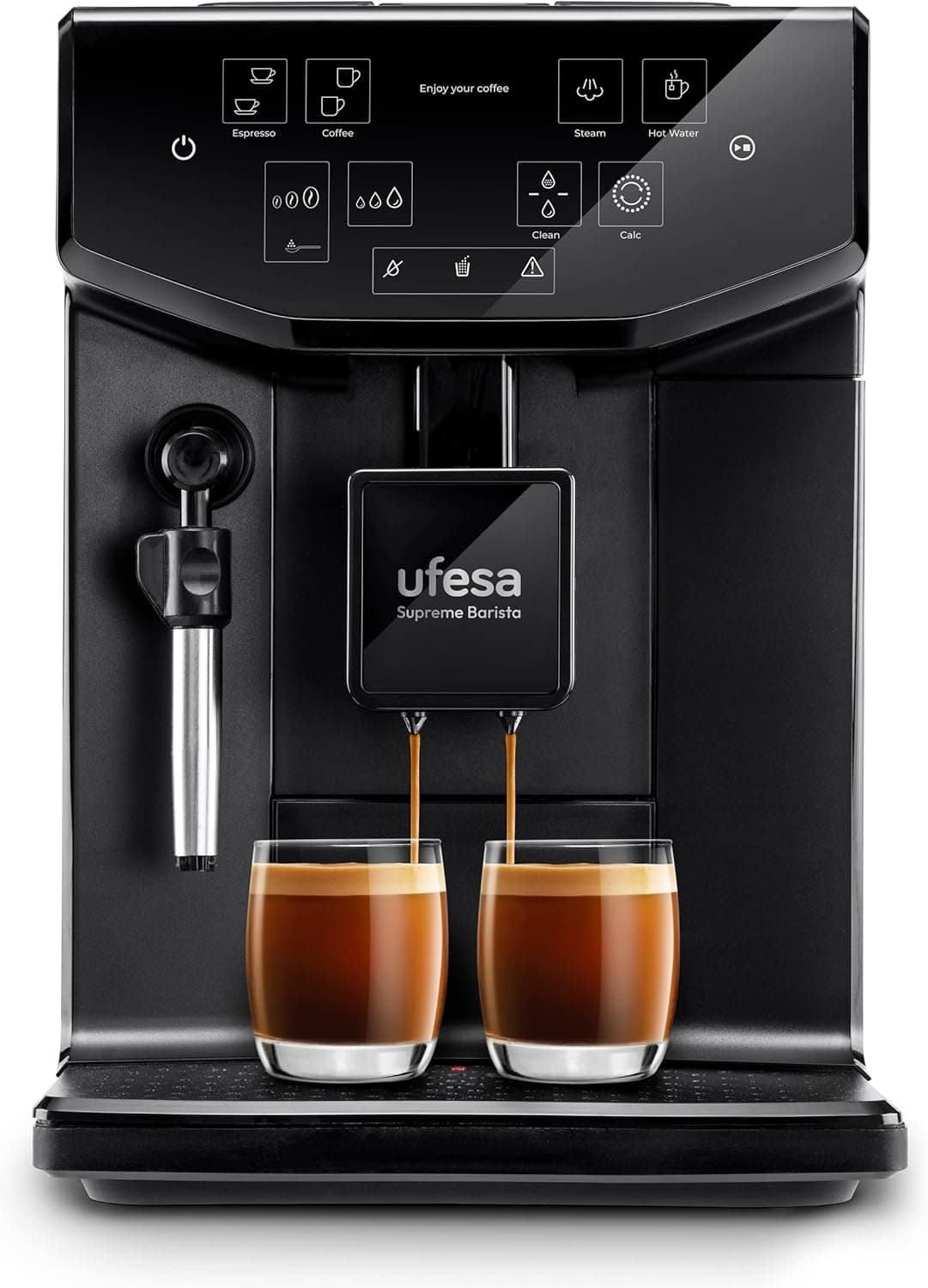 Ufesa Supreme barista máquina de café super automática com 20 bares, painel de toque, moedor incorporado, tecnologia patenteada, espessura ajustável do café, 1550 W, fabricado em Espanha