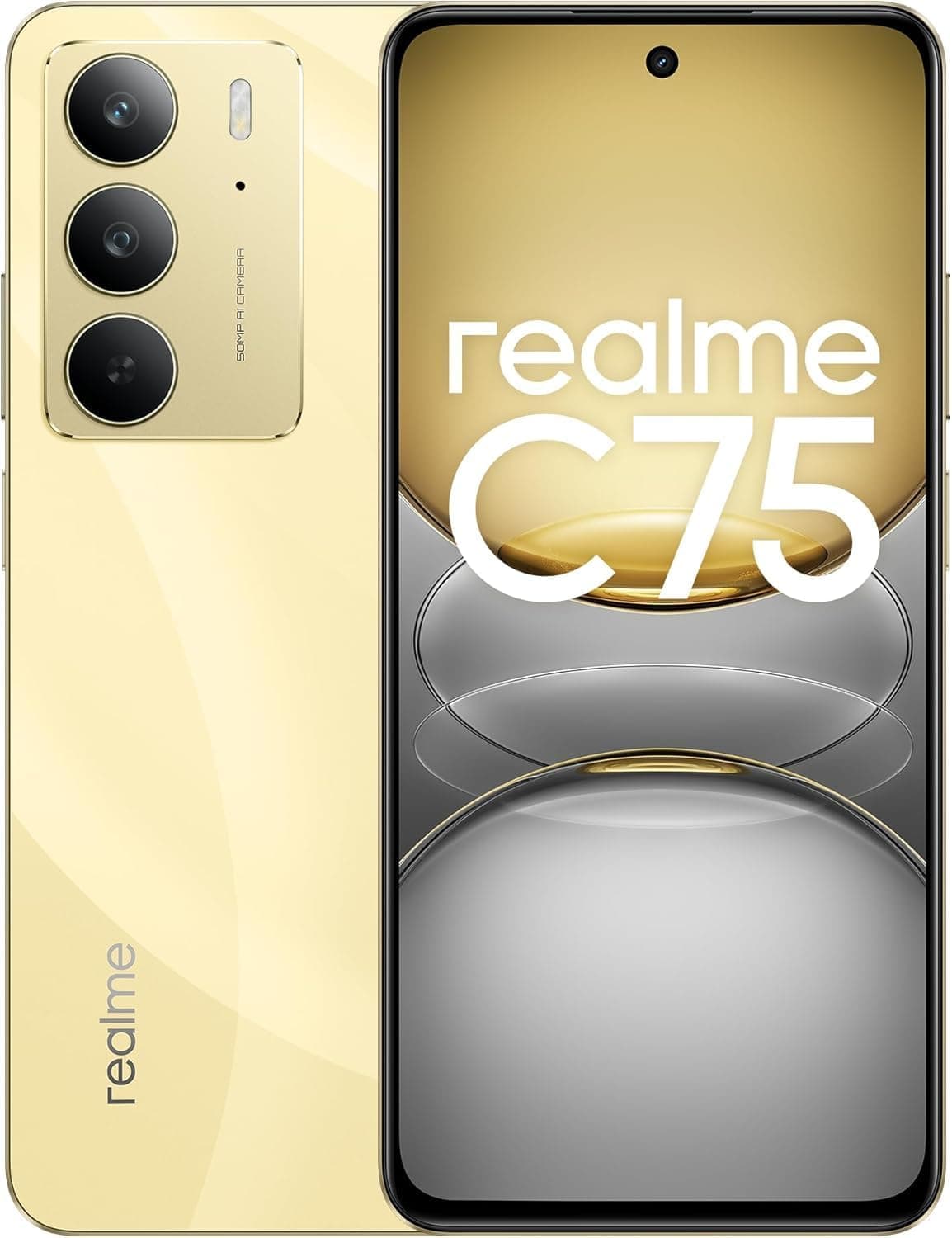 realme C75 Smartphone 8 128 GB, resistência ultra ao pó e à água IP69, vidro ArmorShell, bateria 6000 mAh, câmara com IA de 50 MP, ecrã de 6,72 polegadas com 90 Hz, ouro