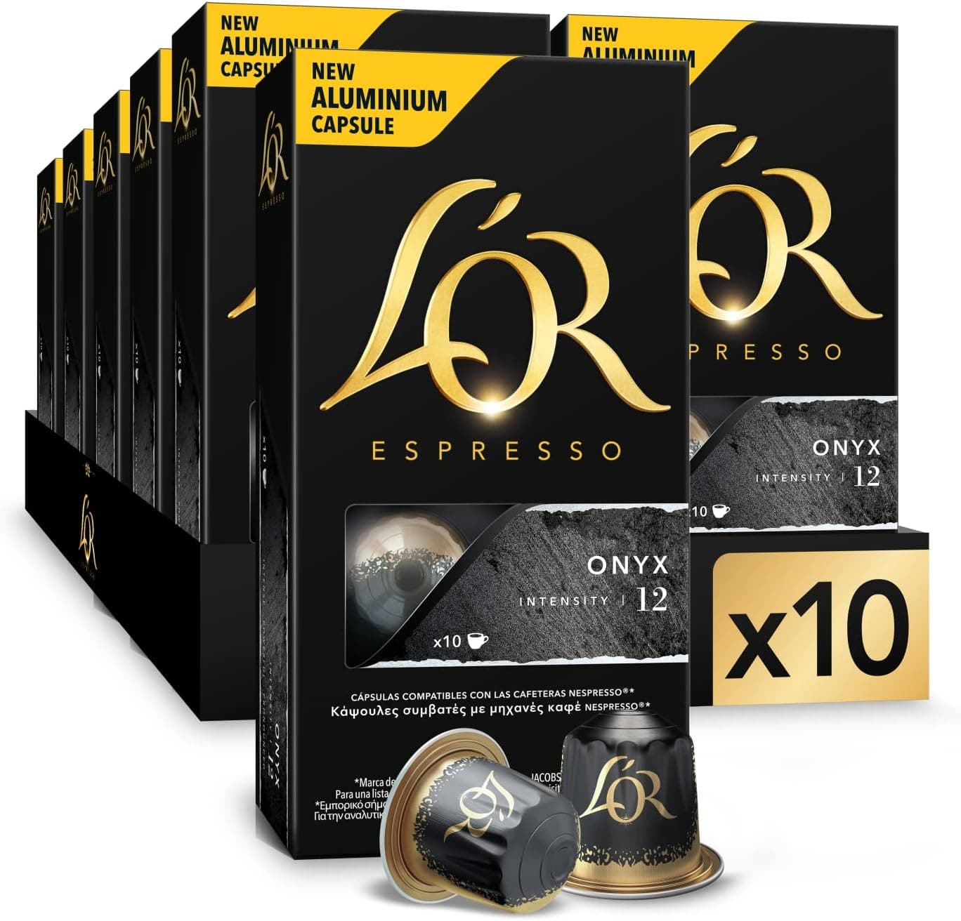 L'OR Espresso cápsulas de café Ônix | Intensidade 12 | 100 cápsulas compatíveis Nespresso (R)