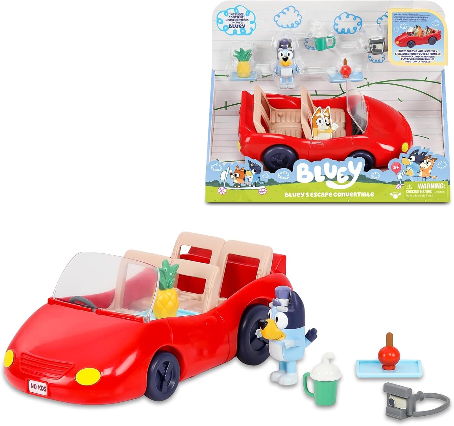 Bluey Convertible | Carro de brincar com figura articulada para crianças